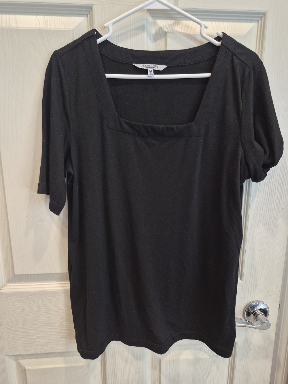 5/25 new directions Black Square Neck Short Sleeve Top